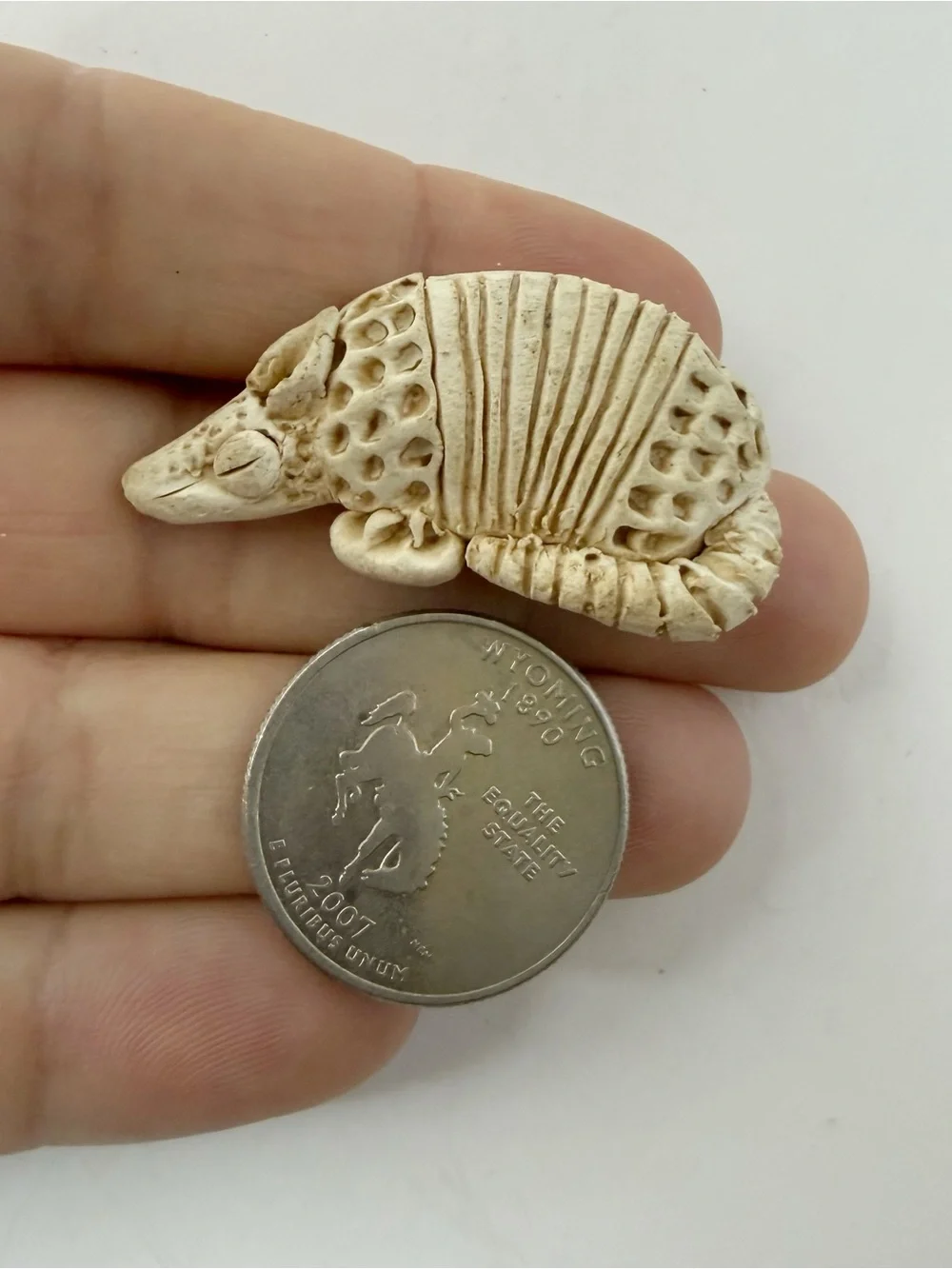 Vintage Handmade Clay Armadillo Pin Brooch